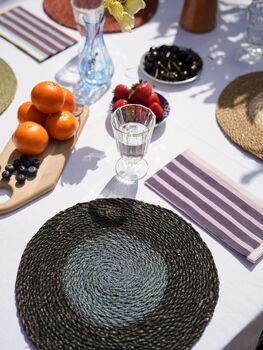 Seagrass Placemats Set Of Two Black/Blue, 5 of 6