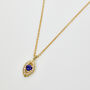 18ct Gold Blue Sapphire Evil Eye Necklace, thumbnail 2 of 2