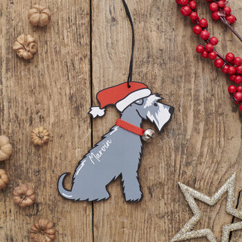 Grey Schnauzer Dog Christmas Decoration Personalisation Available, 4 of 6