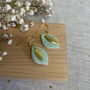 Ceramic Mint Leaf Dangle Earrings Gold Plated, thumbnail 5 of 6