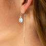 Full Moon Moonstone Silver Threader Earrings, thumbnail 1 of 7