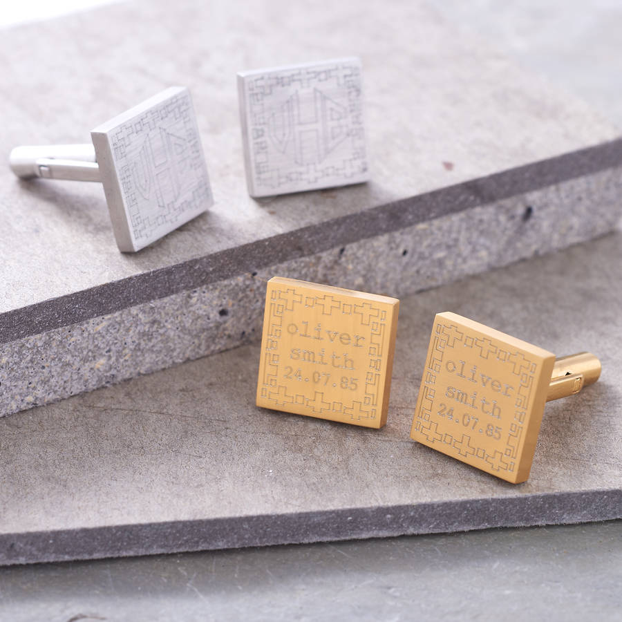 Image of Personalised Square Contemporary Cufflinks