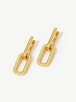 Gold Small Dangle Hoop Earrings With Charms, 2 of 8