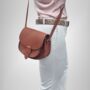 Crossbody Light Brown Caramel Tan Loop Closure Leather Saddle Bag Maya, thumbnail 5 of 5