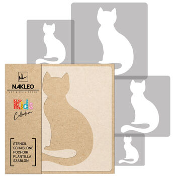 Reusable Plastic Stencils Five Pcs Cats With Brushes, 2 of 5