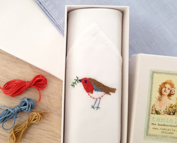 Embroidered Robin Women's Handkerchief, 5 of 5