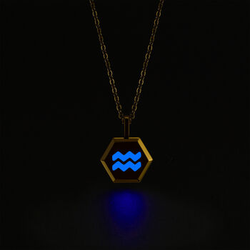 Aquarius Zodiac Glowing Pendant Necklace With Uv Keyring Torch, 10 of 12