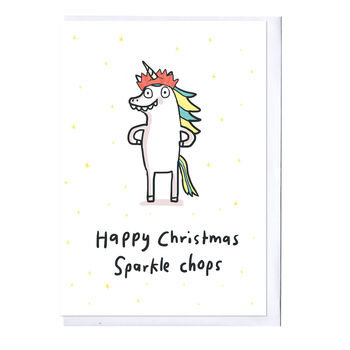 Unicorn Sparkle Chops Christmas Card, 2 of 2