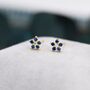 Sapphire Blue Forget Me Not Flower Cz Stud Earrings, thumbnail 4 of 9