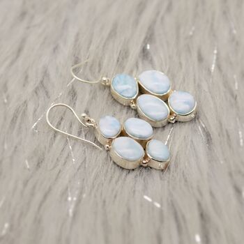 Larimar Drop Earrings: Sterling Silver Blue Gemstone, 7 of 12