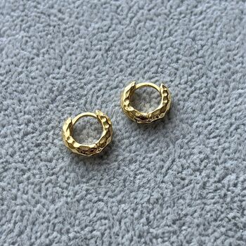 Micro Hammered Hoop Sterling Silver Hoop Earring For Men, 10 of 11