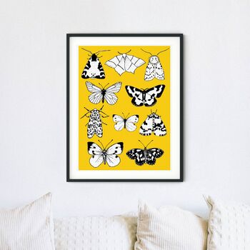 British Moths And Butterflies Print On Yellow, 2 of 5