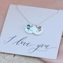 Sterling Silver You And Me Birthstone Charm Necklace, thumbnail 2 of 7