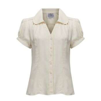 Judy Blouse In Cream Vintage 1940s Style, 2 of 2