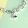 Sterling Silver October Birthstone Initial Charm Bracelet, thumbnail 2 of 3