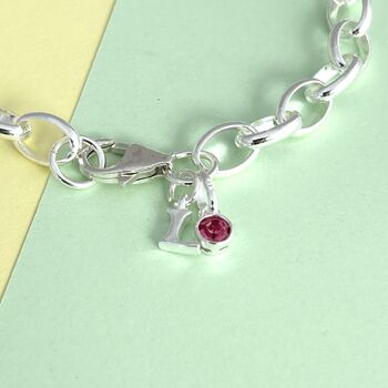 Sterling Silver October Birthstone Initial Charm Bracelet, 2 of 3