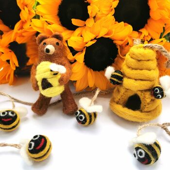 Bumblebee Garland Fair Trade Handmade Animal Felt, 4 of 6