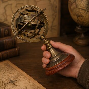 Personalised Bronze Armillary Sphere With Wooden Base, 11 of 11