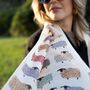 Colourful Sheep Print Scarf In Personalised Gift Box, thumbnail 8 of 8