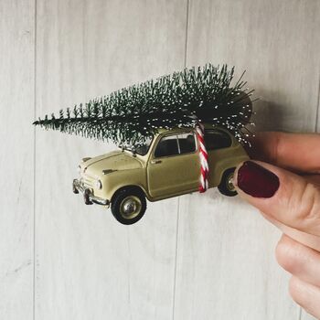 Cream Fiat 500 With Christmas Tree, 2 of 2