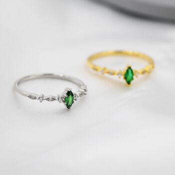 Vintage Inspired Emerald Green Cz Ring, 5 of 11