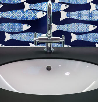 'Ocean Shoal' Navy Blue Feature Wall Ceramic Tile, 3 of 9