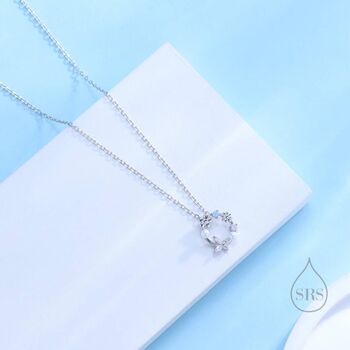 Sterling Silver Forget Me Not Flower And Butterfly Wreath Necklace, 2 of 12