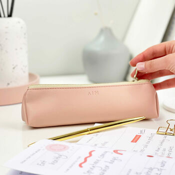 Blush Pink Leather Pencil Case, 5 of 10