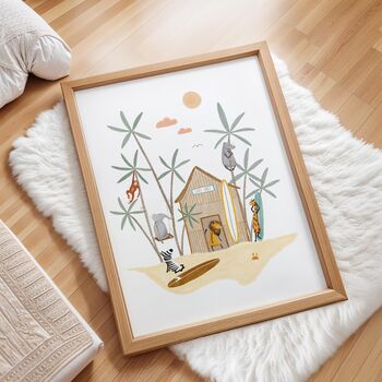 Safari Animal Surf Camp Children's Art Print, 3 of 3