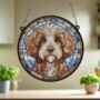 Cavapoo Brown And White Stained Glass Effect Suncatcher, thumbnail 4 of 5