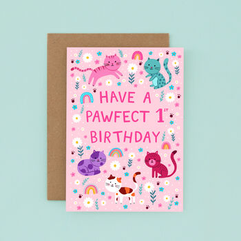 Any Age Cat Birthday Card, Girls Age Birthday Card, 4 of 9