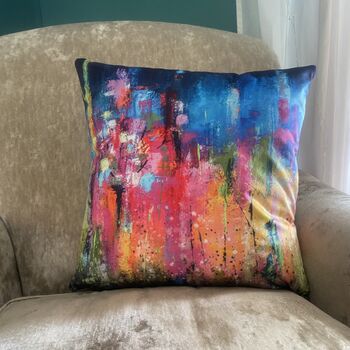 Into The Woods Abstract Velvet Cushion, 4 of 7