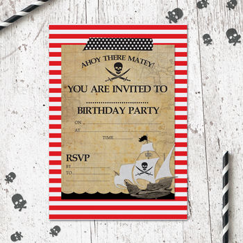 Pirate Birthday Party Invitations Pack Of 20, 2 of 2