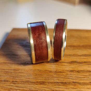 Silver And Purpleheart Wood Inlay Ring, 4 of 5