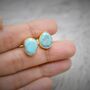 Blue Turquoise Gold Stud Earrings, thumbnail 8 of 9