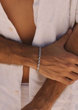 Silver 5mm Rope Chain Bracelet Adjustable Gift, 2 of 8