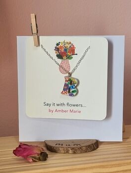 Custom Floral Letter Necklace Gift Choose Your Colour, 4 of 12