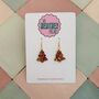 Gold And Red Christmas Tree Glitter Resin Earrings / Festive Jewellery / Christmas Gift, thumbnail 6 of 10