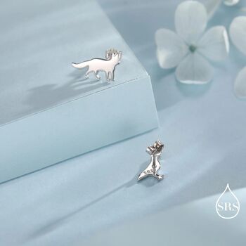 Mismatched Fox And Crow Stud Earrings In Sterling Silver, 3 of 12