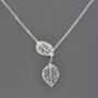 Twin Filigree Leaf Y Shape Lariat Adjustable Necklace, thumbnail 3 of 6