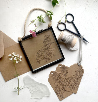 Peony Floral Rubber Stamp, 8 of 10