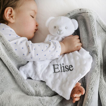Personalised Grey Ellie Blanket And Teddy Comforter Set, 4 of 12