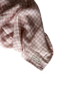 Gingham Pink Large Swaddle Muslin, 5 of 6