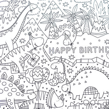 Happy Birthday Dinosaur Giant Colour In Activity Poster, 7 of 8