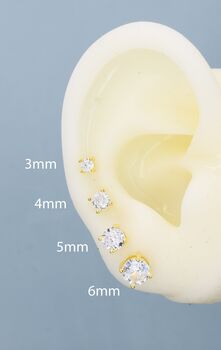 Sterling Silver Cz Stud Earrings, 5 of 12