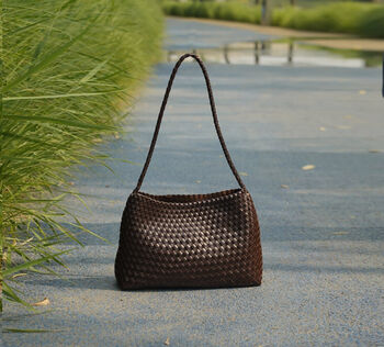 Hand Weaving Vegan Leather Shoulder Bag, 10 of 12