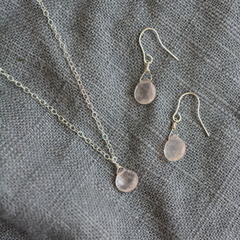 Rose Quartz Recycled Sterling Silver Earrings, 7 of 8
