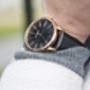 'Confluence' Black And Rose Gold Unisex Watch, thumbnail 1 of 12