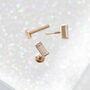 14 Carat Gold Baguette Labret Stud Earring, thumbnail 4 of 7