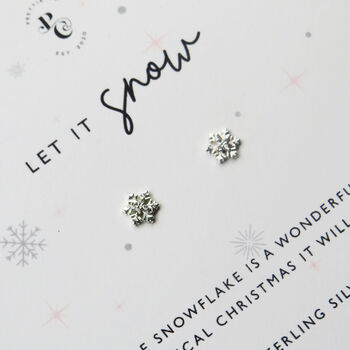 Sterling Silver Christmas Snow Flake Stud Earrings, 3 of 5